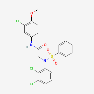 molecular formula C21H17Cl3N2O4S B3708632 2-[N-(benzenesulfonyl)-2,3-dichloroanilino]-N-(3-chloro-4-methoxyphenyl)acetamide 