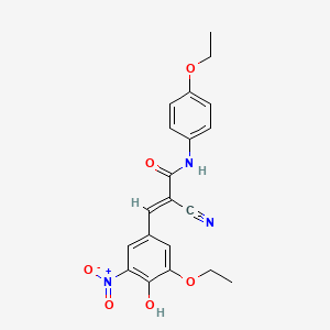 molecular formula C20H19N3O6 B3708668 (E)-2-cyano-3-(3-ethoxy-4-hydroxy-5-nitrophenyl)-N-(4-ethoxyphenyl)prop-2-enamide 