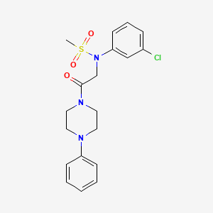 molecular formula C19H22ClN3O3S B3708672 N-(3-chlorophenyl)-N-[2-oxo-2-(4-phenyl-1-piperazinyl)ethyl]methanesulfonamide 