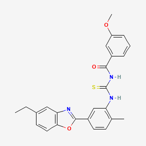 N-{[5-(5-ethyl-1,3-benzoxazol-2-yl)-2-methylphenyl]carbamothioyl}-3-methoxybenzamide