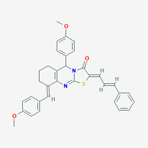 9-(4-methoxybenzylidene)-5-(4-methoxyphenyl)-2-(3-phenyl-2-propenylidene)-6,7,8,9-tetrahydro-5H-[1,3]thiazolo[2,3-b]quinazolin-3(2H)-one