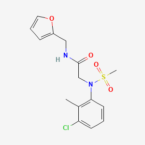 molecular formula C15H17ClN2O4S B3708747 N~2~-(3-chloro-2-methylphenyl)-N~1~-(2-furylmethyl)-N~2~-(methylsulfonyl)glycinamide 