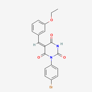 molecular formula C19H15BrN2O4 B3708819 (5E)-1-(4-bromophenyl)-5-[(3-ethoxyphenyl)methylidene]-1,3-diazinane-2,4,6-trione 