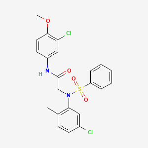 molecular formula C22H20Cl2N2O4S B3708848 N~1~-(3-chloro-4-methoxyphenyl)-N~2~-(5-chloro-2-methylphenyl)-N~2~-(phenylsulfonyl)glycinamide 