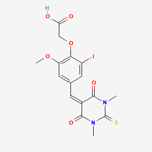 {4-[(1,3-dimethyl-4,6-dioxo-2-thioxotetrahydropyrimidin-5(2H)-ylidene)methyl]-2-iodo-6-methoxyphenoxy}acetic acid