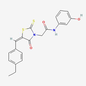 molecular formula C20H18N2O3S2 B3708890 2-[(5E)-5-[(4-ethylphenyl)methylidene]-4-oxo-2-sulfanylidene-1,3-thiazolidin-3-yl]-N-(3-hydroxyphenyl)acetamide 