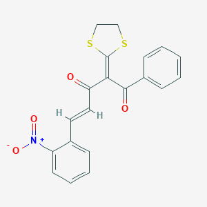 molecular formula C20H15NO4S2 B370895 2-(1,3-Dithiolan-2-ylidene)-5-{2-nitrophenyl}-1-phenyl-4-pentene-1,3-dione 