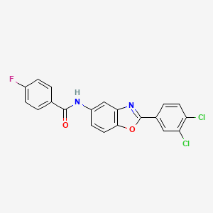 molecular formula C20H11Cl2FN2O2 B3709002 N-[2-(3,4-dichlorophenyl)-1,3-benzoxazol-5-yl]-4-fluorobenzamide 