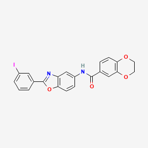 molecular formula C22H15IN2O4 B3709029 N-[2-(3-iodophenyl)-1,3-benzoxazol-5-yl]-2,3-dihydro-1,4-benzodioxine-6-carboxamide 