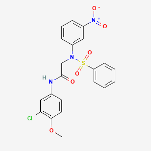 molecular formula C21H18ClN3O6S B3709115 2-[N-(benzenesulfonyl)-3-nitroanilino]-N-(3-chloro-4-methoxyphenyl)acetamide 