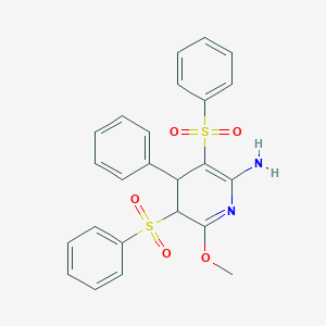 molecular formula C24H22N2O5S2 B370918 6-Methoxy-4-phenyl-3,5-bis(phenylsulfonyl)-4,5-dihydro-2-pyridinylamine 