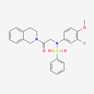 molecular formula C24H23ClN2O4S B3709239 N-(3-chloro-4-methoxyphenyl)-N-[2-(3,4-dihydro-2(1H)-isoquinolinyl)-2-oxoethyl]benzenesulfonamide 