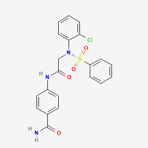 molecular formula C21H18ClN3O4S B3709248 4-[[2-[N-(benzenesulfonyl)-2-chloroanilino]acetyl]amino]benzamide 