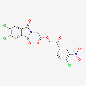 molecular formula C18H9Cl3N2O7 B3709254 2-(4-CHLORO-3-NITROPHENYL)-2-OXOETHYL 2-(5,6-DICHLORO-1,3-DIOXOISOINDOL-2-YL)ACETATE 