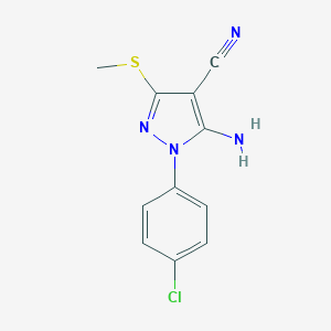 molecular formula C11H9ClN4S B370932 5-Amino-3-methylthio-1-(4-chlorophenyl)-1H-pyrazole-4-carbonitrile 