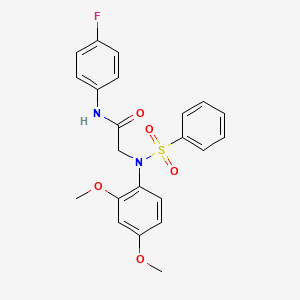 2-[N-(benzenesulfonyl)-2,4-dimethoxyanilino]-N-(4-fluorophenyl)acetamide