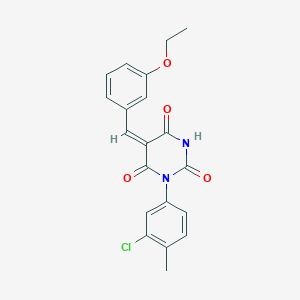 molecular formula C20H17ClN2O4 B3709429 (5E)-1-(3-chloro-4-methylphenyl)-5-[(3-ethoxyphenyl)methylidene]-1,3-diazinane-2,4,6-trione 