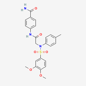 molecular formula C24H25N3O6S B3709467 4-({N-[(3,4-dimethoxyphenyl)sulfonyl]-N-(4-methylphenyl)glycyl}amino)benzamide CAS No. 6473-73-0