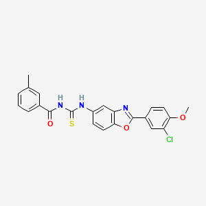 molecular formula C23H18ClN3O3S B3709492 N-({[2-(3-chloro-4-methoxyphenyl)-1,3-benzoxazol-5-yl]amino}carbonothioyl)-3-methylbenzamide 