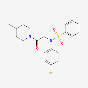 molecular formula C20H23BrN2O3S B3709516 N-(4-bromophenyl)-N-[2-(4-methylpiperidin-1-yl)-2-oxoethyl]benzenesulfonamide 