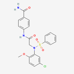 molecular formula C22H20ClN3O5S B3709520 4-{[N-(5-chloro-2-methoxyphenyl)-N-(phenylsulfonyl)glycyl]amino}benzamide 