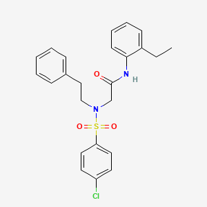 molecular formula C24H25ClN2O3S B3709563 N~2~-[(4-chlorophenyl)sulfonyl]-N~1~-(2-ethylphenyl)-N~2~-(2-phenylethyl)glycinamide 