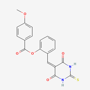 molecular formula C19H14N2O5S B3709595 2-[(4,6-dioxo-2-thioxotetrahydro-5(2H)-pyrimidinylidene)methyl]phenyl 4-methoxybenzoate 