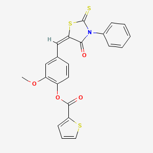 2-METHOXY-4-{[(5E)-4-OXO-3-PHENYL-2-SULFANYLIDENE-1,3-THIAZOLIDIN-5-YLIDENE]METHYL}PHENYL THIOPHENE-2-CARBOXYLATE