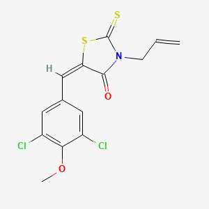 molecular formula C14H11Cl2NO2S2 B3709613 (5E)-5-[(3,5-DICHLORO-4-METHOXYPHENYL)METHYLIDENE]-3-(PROP-2-EN-1-YL)-2-SULFANYLIDENE-1,3-THIAZOLIDIN-4-ONE 