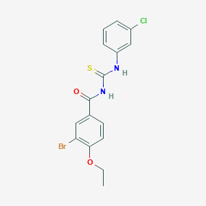 molecular formula C16H14BrClN2O2S B3709724 3-bromo-N-{[(3-chlorophenyl)amino]carbonothioyl}-4-ethoxybenzamide 