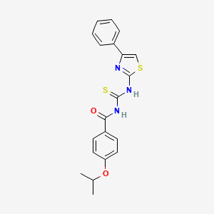 molecular formula C20H19N3O2S2 B3709736 4-isopropoxy-N-{[(4-phenyl-1,3-thiazol-2-yl)amino]carbonothioyl}benzamide 