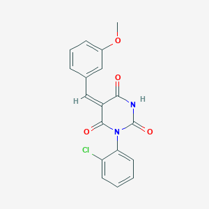 molecular formula C18H13ClN2O4 B3709745 (5E)-1-(2-chlorophenyl)-5-[(3-methoxyphenyl)methylidene]-1,3-diazinane-2,4,6-trione 