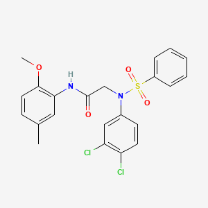 molecular formula C22H20Cl2N2O4S B3709749 2-[N-(benzenesulfonyl)-3,4-dichloroanilino]-N-(2-methoxy-5-methylphenyl)acetamide 