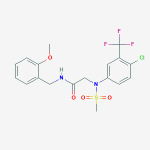 molecular formula C18H18ClF3N2O4S B3709757 N~2~-[4-chloro-3-(trifluoromethyl)phenyl]-N~1~-(2-methoxybenzyl)-N~2~-(methylsulfonyl)glycinamide 