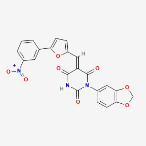 (5E)-1-(1,3-benzodioxol-5-yl)-5-{[5-(3-nitrophenyl)furan-2-yl]methylidene}pyrimidine-2,4,6(1H,3H,5H)-trione