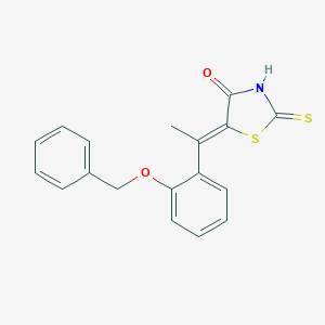 molecular formula C18H15NO2S2 B370978 5-{1-[2-(Benzyloxy)phenyl]ethylidene}-2-thioxo-1,3-thiazolidin-4-one 