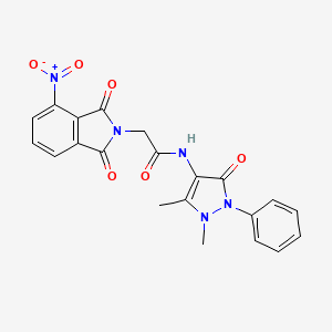 molecular formula C21H17N5O6 B3709785 N-(1,5-DIMETHYL-3-OXO-2-PHENYL-2,3-DIHYDRO-1H-PYRAZOL-4-YL)-2-(4-NITRO-1,3-DIOXO-2,3-DIHYDRO-1H-ISOINDOL-2-YL)ACETAMIDE 