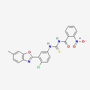 N-{[4-chloro-3-(6-methyl-1,3-benzoxazol-2-yl)phenyl]carbamothioyl}-2-nitrobenzamide