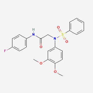 molecular formula C22H21FN2O5S B3709857 N~2~-(3,4-dimethoxyphenyl)-N~1~-(4-fluorophenyl)-N~2~-(phenylsulfonyl)glycinamide 