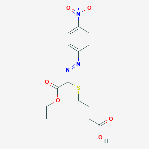 4-{[2-Ethoxy-1-({4-nitrophenyl}diazenyl)-2-oxoethyl]sulfanyl}butanoic acid