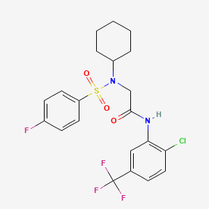 molecular formula C21H21ClF4N2O3S B3709905 N~1~-[2-chloro-5-(trifluoromethyl)phenyl]-N~2~-cyclohexyl-N~2~-[(4-fluorophenyl)sulfonyl]glycinamide 