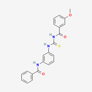 molecular formula C22H19N3O3S B3709924 N-[3-({[(3-METHOXYPHENYL)FORMAMIDO]METHANETHIOYL}AMINO)PHENYL]BENZAMIDE 