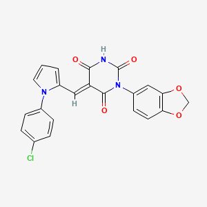 1-(1,3-BENZODIOXOL-5-YL)-5-{(E)-1-[1-(4-CHLOROPHENYL)-1H-PYRROL-2-YL]METHYLIDENE}-2,4,6(1H,3H,5H)-PYRIMIDINETRIONE