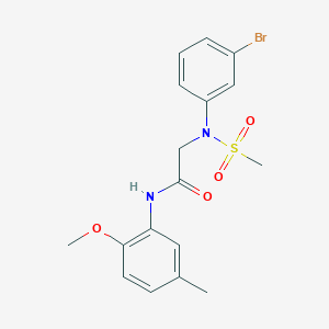 molecular formula C17H19BrN2O4S B3709961 N~2~-(3-bromophenyl)-N~1~-(2-methoxy-5-methylphenyl)-N~2~-(methylsulfonyl)glycinamide 