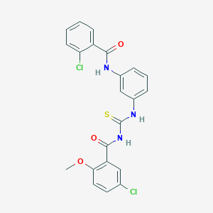 molecular formula C22H17Cl2N3O3S B3709986 5-chloro-N-[(3-{[(2-chlorophenyl)carbonyl]amino}phenyl)carbamothioyl]-2-methoxybenzamide 