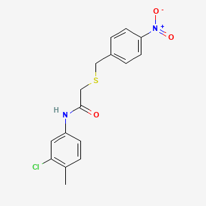 molecular formula C16H15ClN2O3S B3709987 N-(3-chloro-4-methylphenyl)-2-[(4-nitrobenzyl)thio]acetamide CAS No. 428497-05-6