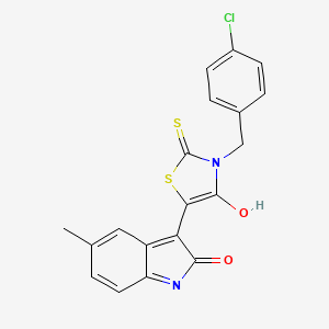 molecular formula C19H13ClN2O2S2 B3710070 3-[3-(4-chlorobenzyl)-4-oxo-2-thioxo-1,3-thiazolidin-5-ylidene]-5-methyl-1,3-dihydro-2H-indol-2-one 