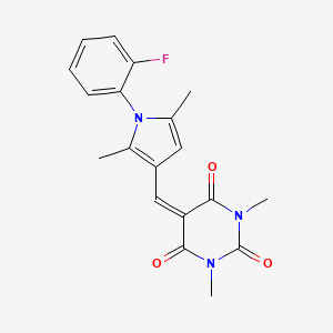 molecular formula C19H18FN3O3 B3710108 5-[[1-(2-Fluorophenyl)-2,5-dimethylpyrrol-3-yl]methylidene]-1,3-dimethyl-1,3-diazinane-2,4,6-trione 