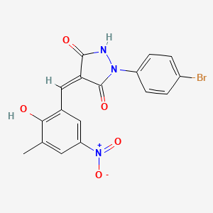 molecular formula C17H12BrN3O5 B3710157 1-(4-bromophenyl)-4-(2-hydroxy-3-methyl-5-nitrobenzylidene)-3,5-pyrazolidinedione 