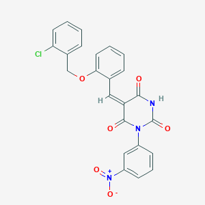 (5E)-5-[[2-[(2-chlorophenyl)methoxy]phenyl]methylidene]-1-(3-nitrophenyl)-1,3-diazinane-2,4,6-trione